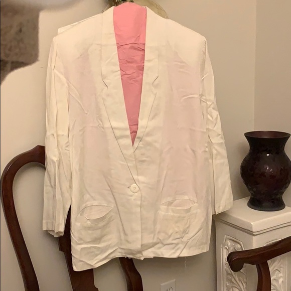 Vintage 80s White Rayon Suit Jacket Shorts - Picture 1 of 6